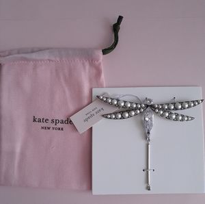 KATE SPADE SILVER TONE DRAGON FLY BROOCH NWT